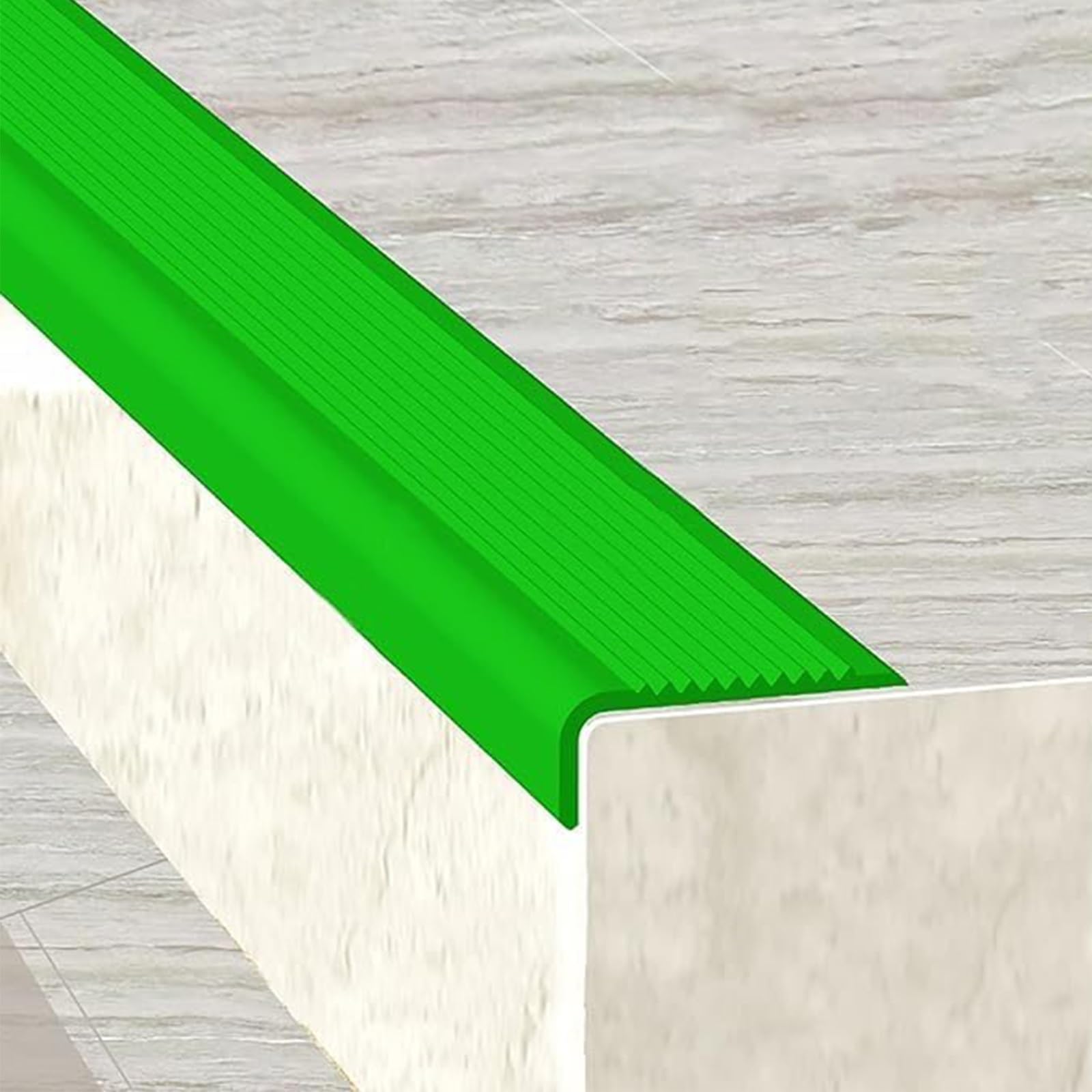 Protector de Borde de Escalera en Forma de L, Ancho 4X1,5 cm, Tiras de Goma for Bordes de escaleras, Tiras de Goma for Bordes de escalones, fácil de Instalar(Green,10m)
