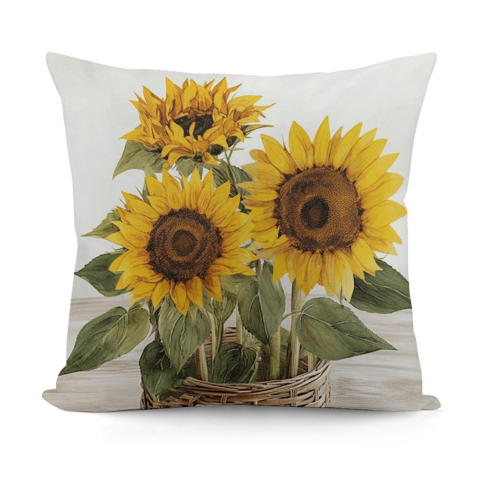 VstaDank Alluring Sunflowers Summer Throw Pillow Covers 18x18 Inch Soft Couch Home Decor Cushion Cover Comfortable Plush Square Cushion Case Farmhouse Decorative Pillowcase for Living Couch