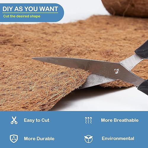 Miniatura 3 de Lazamit Rollo de revestimiento de coco natural de 12 x 80 pulgadas para macetas, tapete de fibra de coco, cesta de flores, decoración de jardín,
