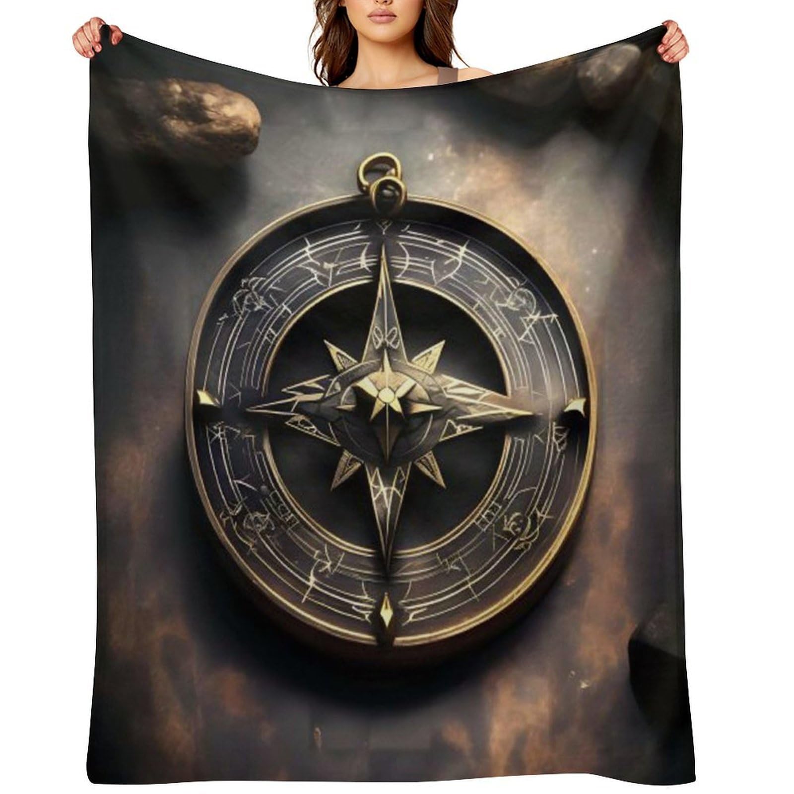 Magical Design Norse Runes Compass Throw Blanket for Couch and Bed Super Soft Warm Lightweight Throw Blankets Cozy Fuzzy Flannel Blanket Personalized Decorative Blankets for Sofa Decor 30"x40"
