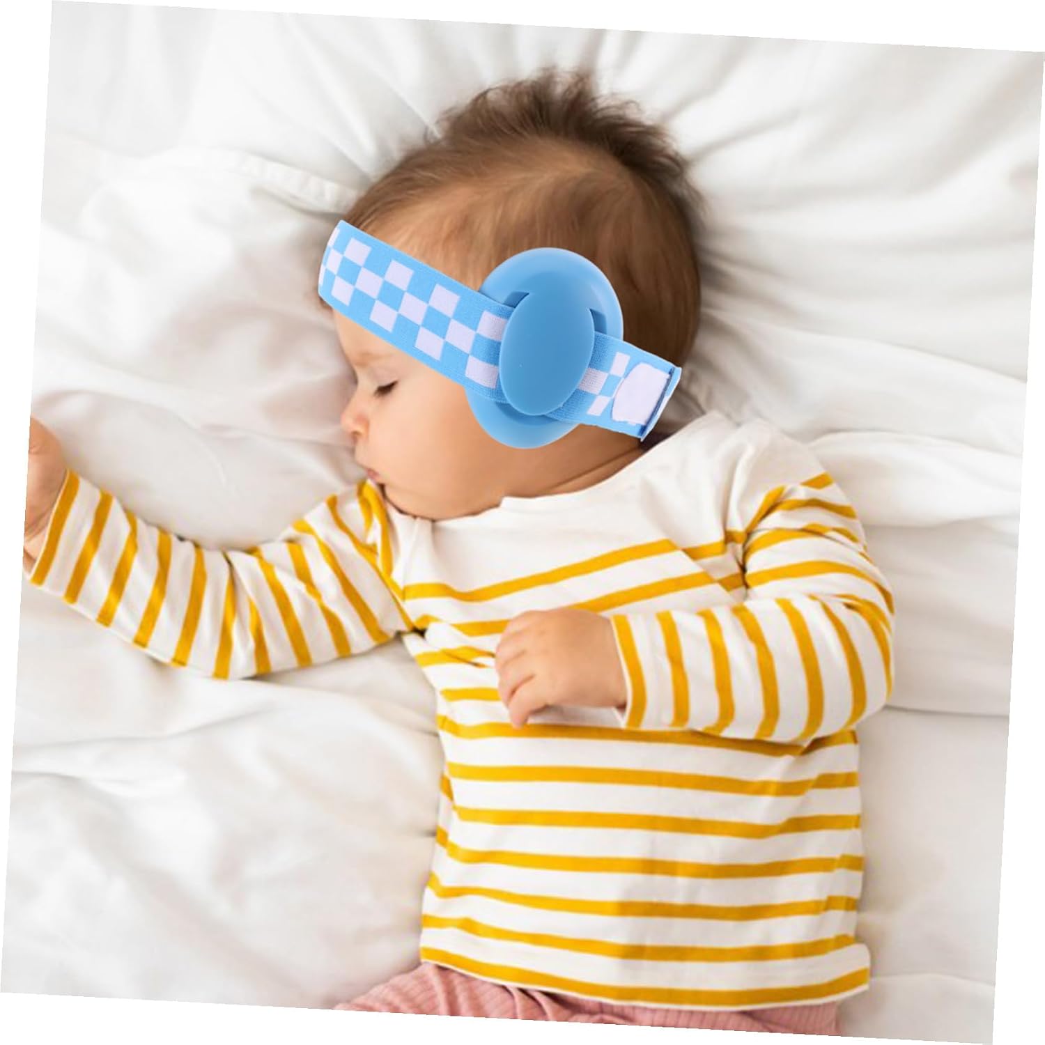 Noise Reduction Ear Muffs with Adjustable Elastic Headband Foldable Ear Protection Headphones for Airplane Travel and Outdoor Use Soft Breathable Padding for Newborns and Blue