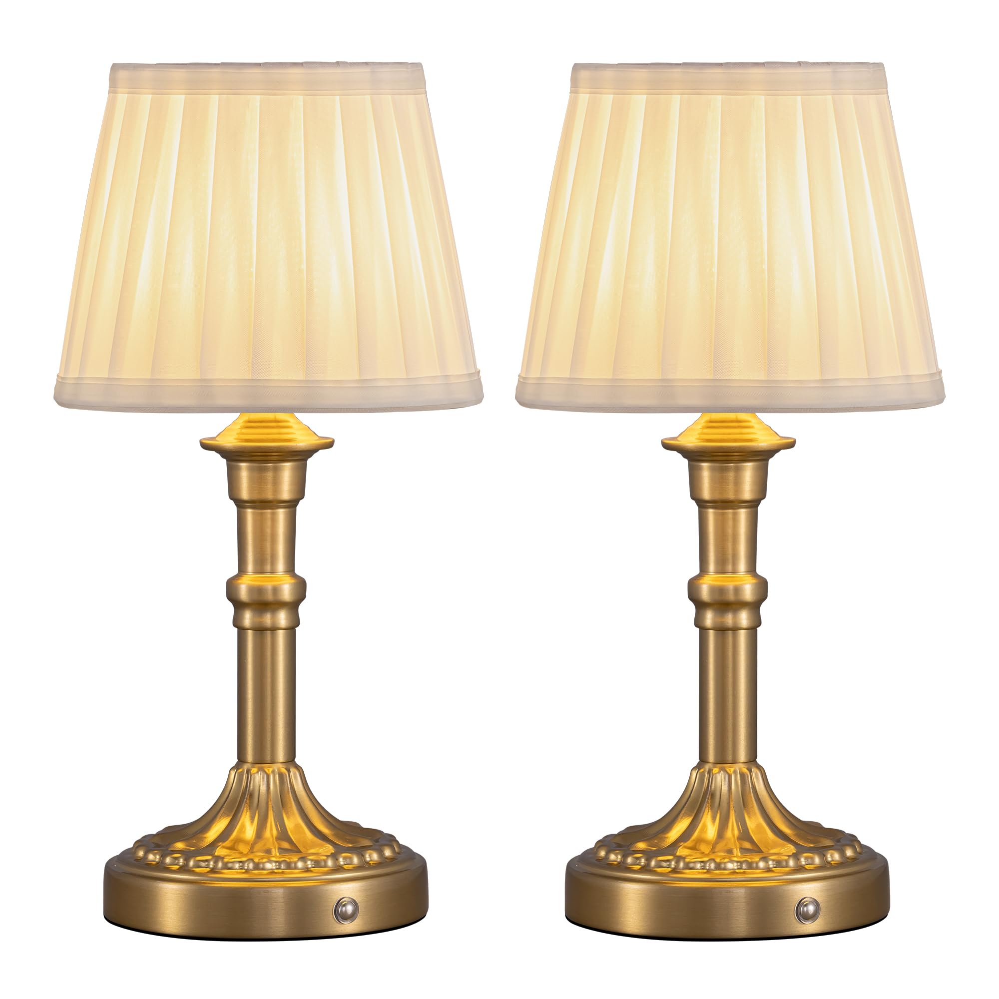NEWSEE 2-Pack Rechargeable Cordless Table Lamp,Battery Operated Small Bedside Lamp with Fabric Shade,Stepless Dimming LED Touch Light for Living Room,Dining Room,Bedroom,Bathroom(Bronze) — image 1