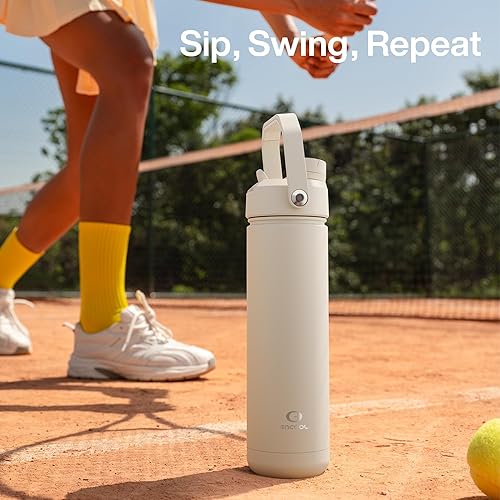 Miniatura 6 de ENCOOL Botella de agua aislada con pajilla, de acero inoxidable, a prueba de fugas, sin BPA, al vacío de doble pared que se mantiene fría durante 24