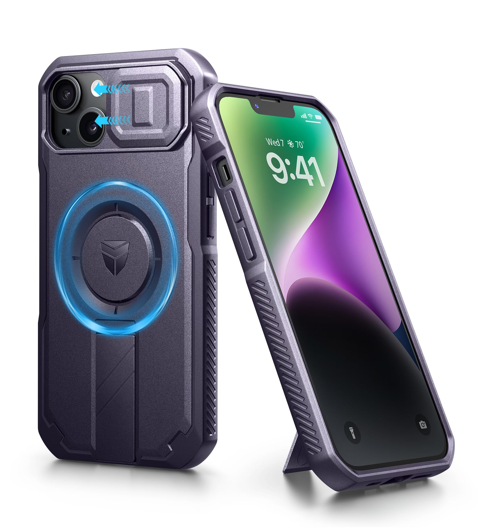 Coque iPhone 13/14 magnétique protège-caméra coulissant antichoc robuste - 8