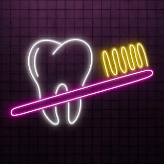 Toothbrush and Teeth Neon Sign, Bathroom Wall Decor, Dental Office Neon Light, Tooth & Brush Wall Light, Dental Business Sign, Washroom Wall LED Lights Suitable for Dental Clinics Open Neon Sign
