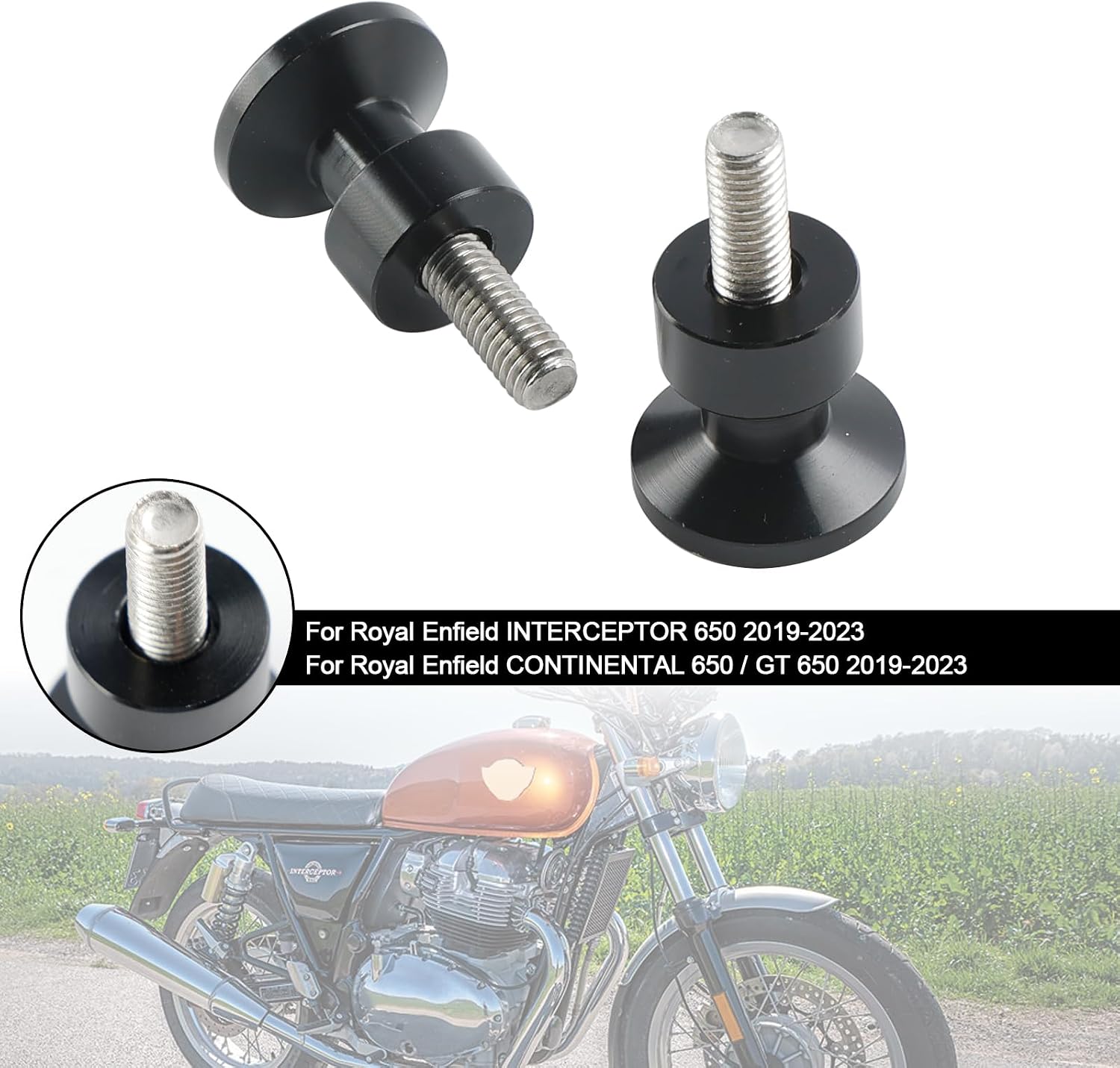 Swingarm Spools Slider Stand Screws Fit For Royal Enfield INTERCEPTOR 650 2019-2023,CONTINENTAL 650 / GT 650 2019-2023,For INDIAN FTR1200 2019-2024,For KAWASAKI Z900 2017-2024