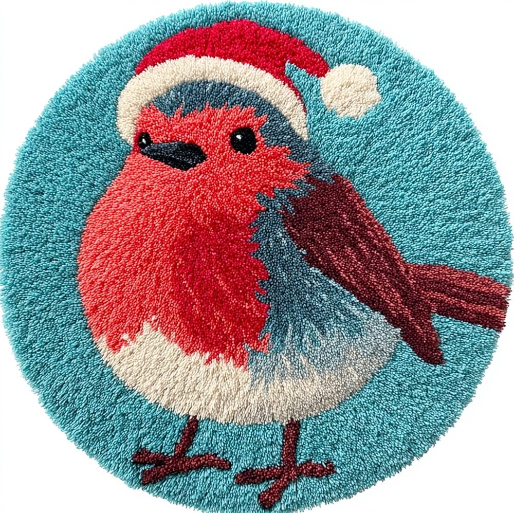 kitphoenix Rug Craft Kit Christmas Robin Bird Xmas
