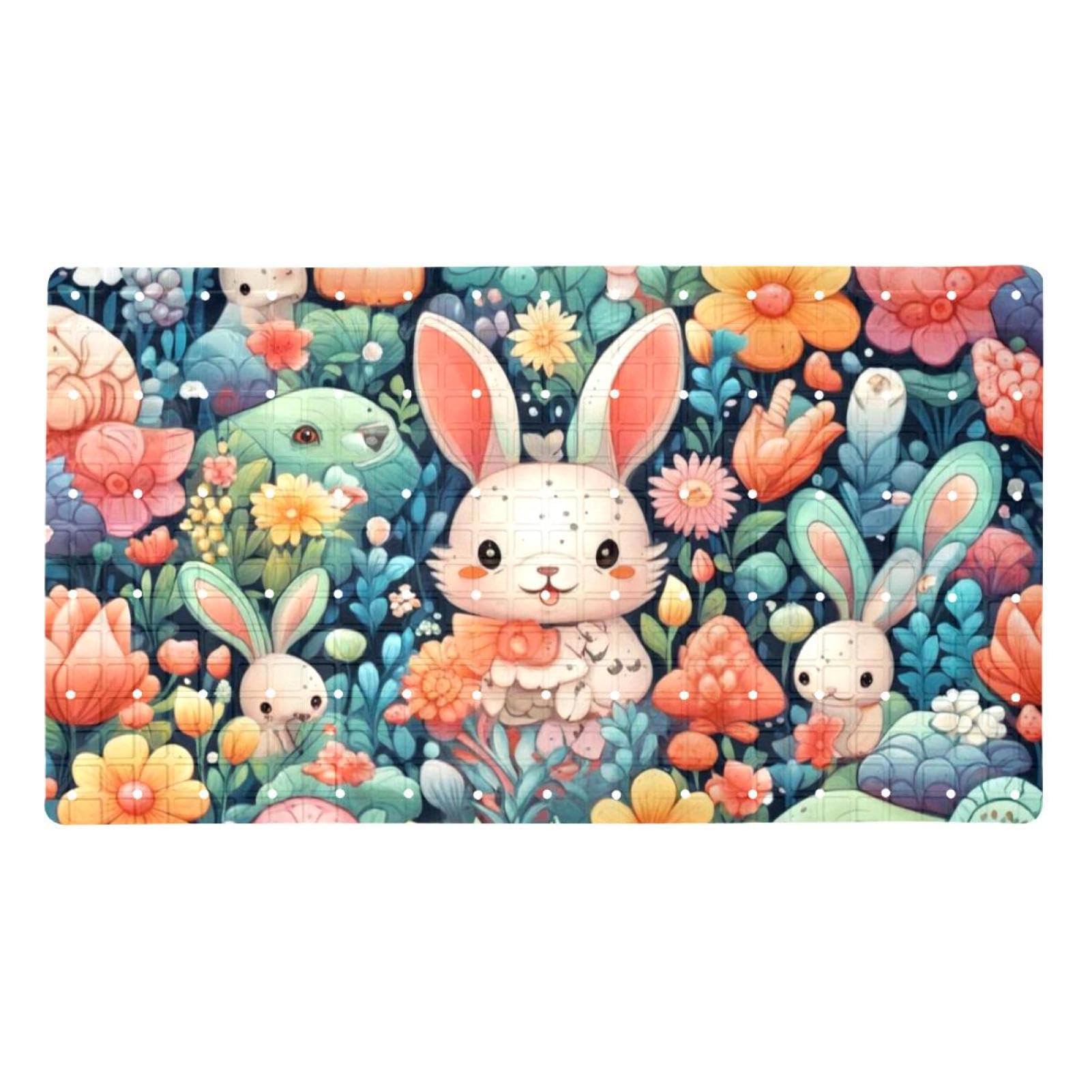 Tapete antideslizante para bañera familiar con ventosas de PVC y diseño Cute Fun Rabbit