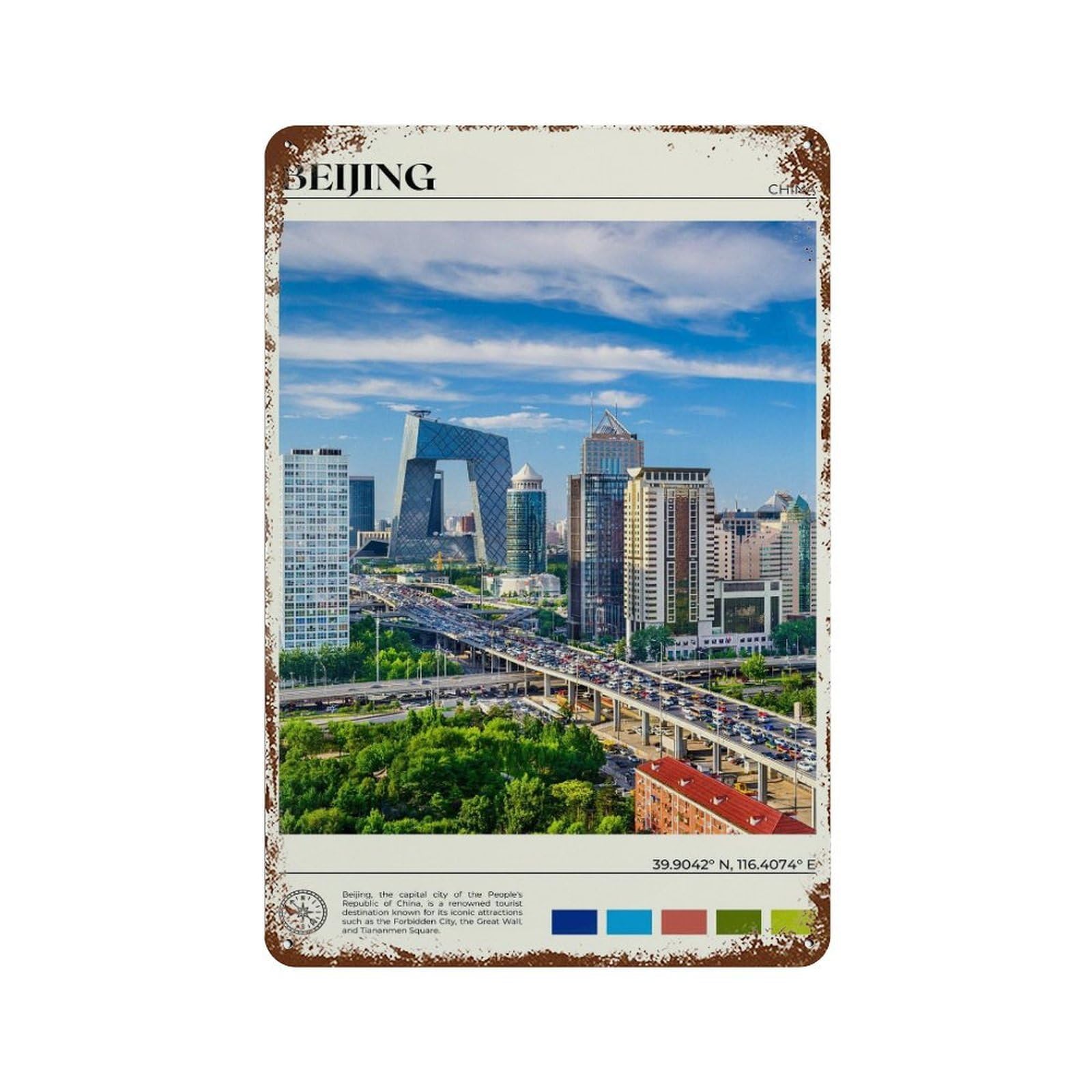 xiaoxiaoshen Real Photo Beijing Decor China Wall Decor Art Metal Tin Poster Modern Home Decor Art Home Bar Shop Decorations Vintage Sign 30x20cm