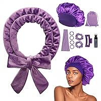 Vista 8 de Rizos sin Calor con Diadema para la Noche, 70'' Rizadores de Cabello sin Calor para Cabello Mediano a Largo, Negro