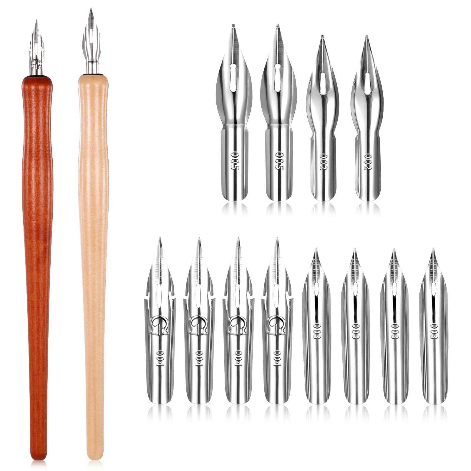 Photo 1 of 14 Pcs Dip Pen Set Comic Pen Nib Set 12 Stainless Steel Pens Nibs with 2 Wooden Drawing Pens Holder G-Pen Ink Nib for Calligraphy, Comics, Signatures, Drawings