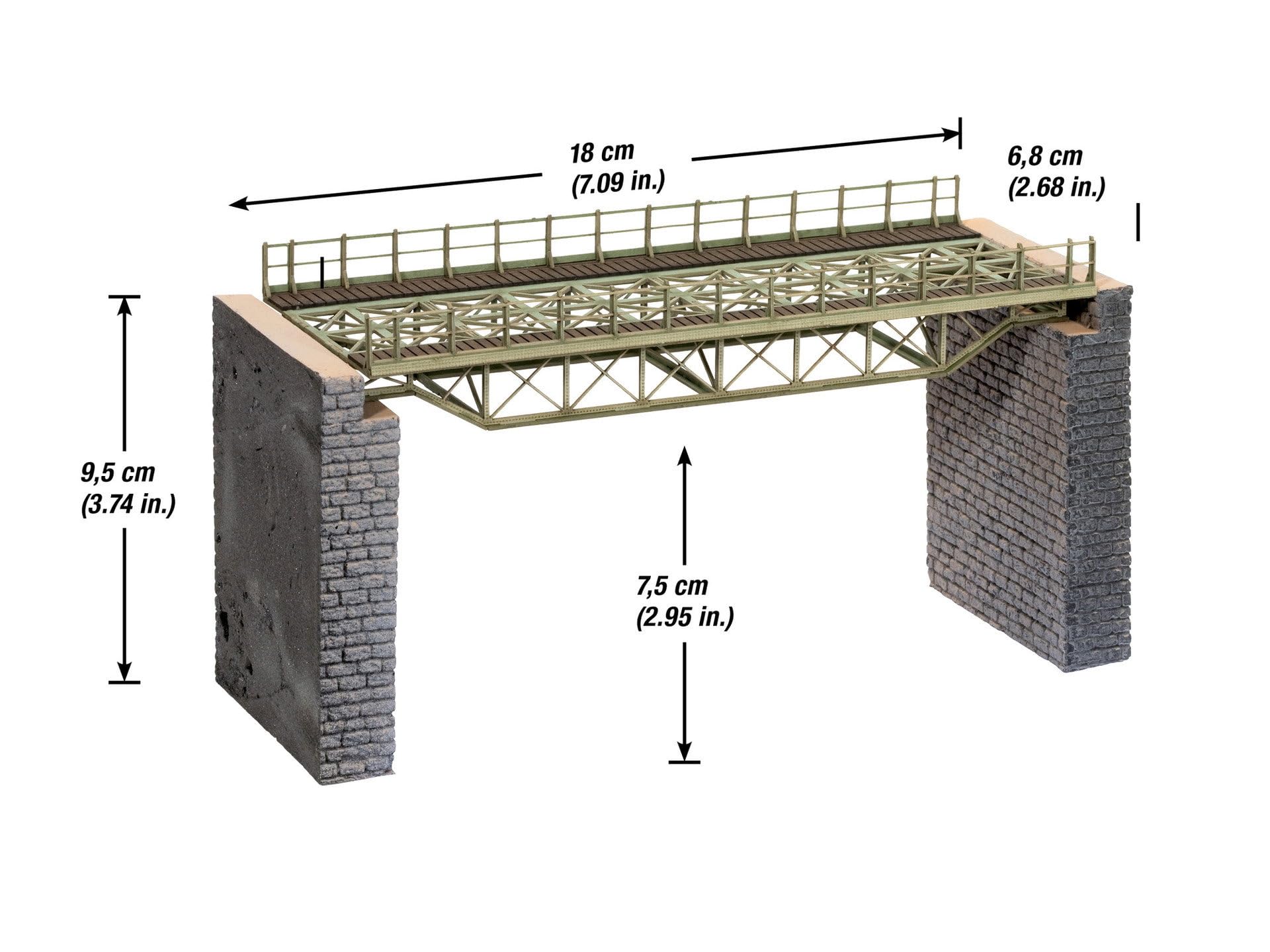 Noch - 67024 - Modélisme Ferroviaire - Tablier Du Pont Droit Avec Piles 180 Mm - Laser-Cut Kit