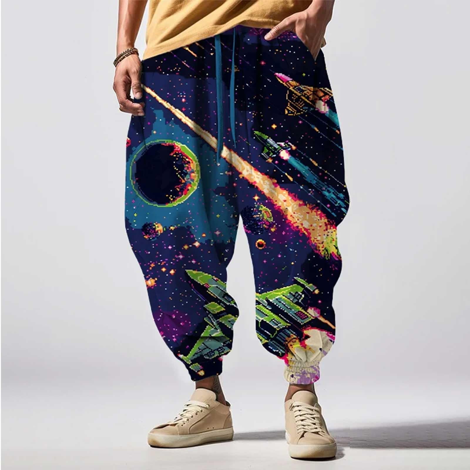Pantalones de chándal para hombre con impresión, modernos, informales, harén, coloridos, transpirables, para tiempo libre, playa, pantalones de tela con estampado divertido, pantalones harén holgados
