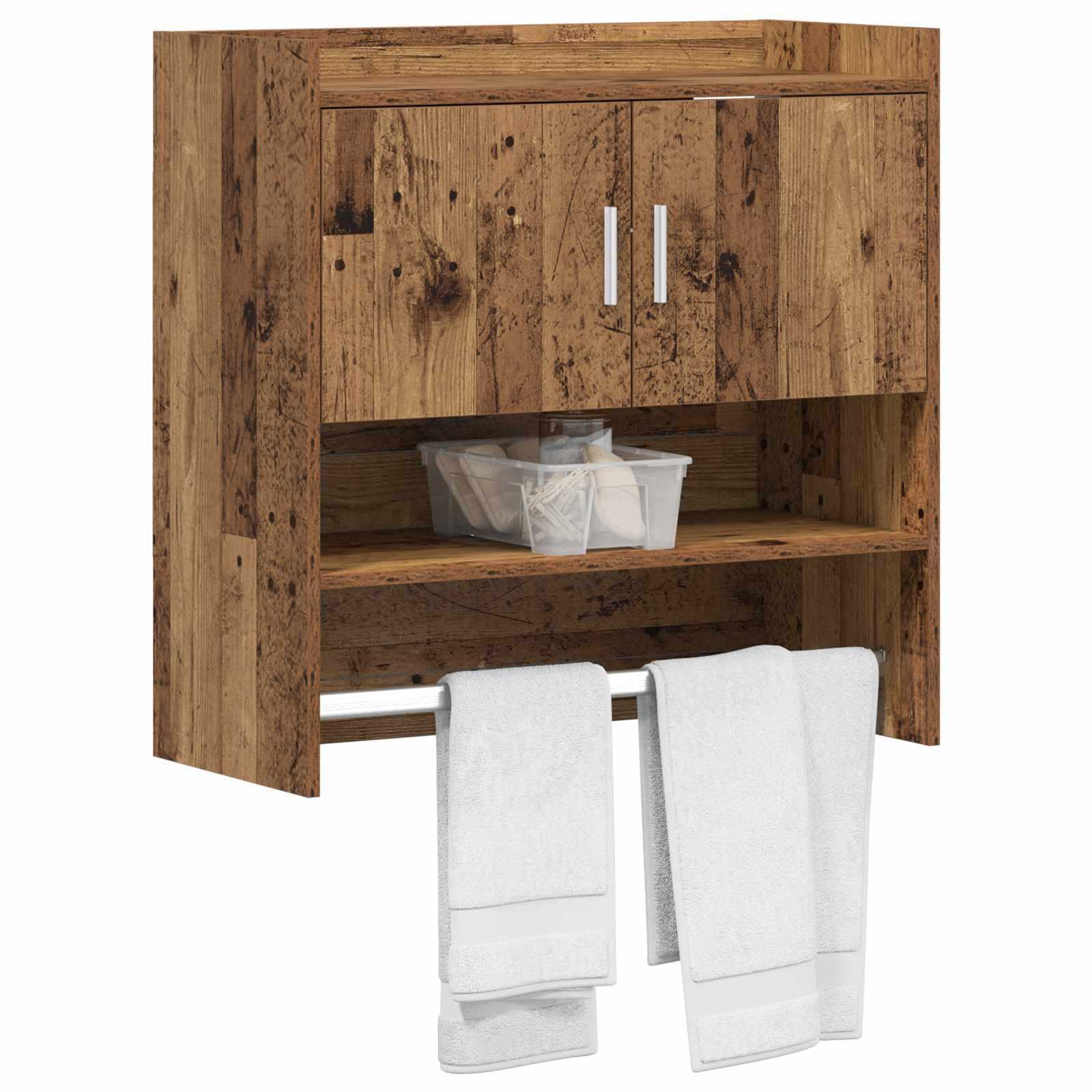 Estante de pared de madera envejecida, 80 x 36 x 80 cm
