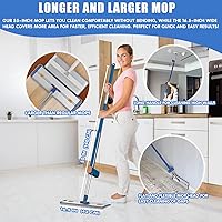 Vista 3 de 16.5" Microfiber Self Wringing Flat mop,Wet Dry mops for Cleaning Floors,with 55" Long Handle for Wall Cleaner with Squeegee