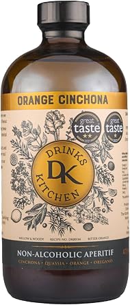 Drinks Kitchen Orange Cinchona Non-Alcoholic Aperitif 475ml | Botanical Distillates & Extracts | 19 Drinks | Mix with Sparkling Water or Tonic | Non-Alcoholic Spirit|Great Taste 2 Gold Star