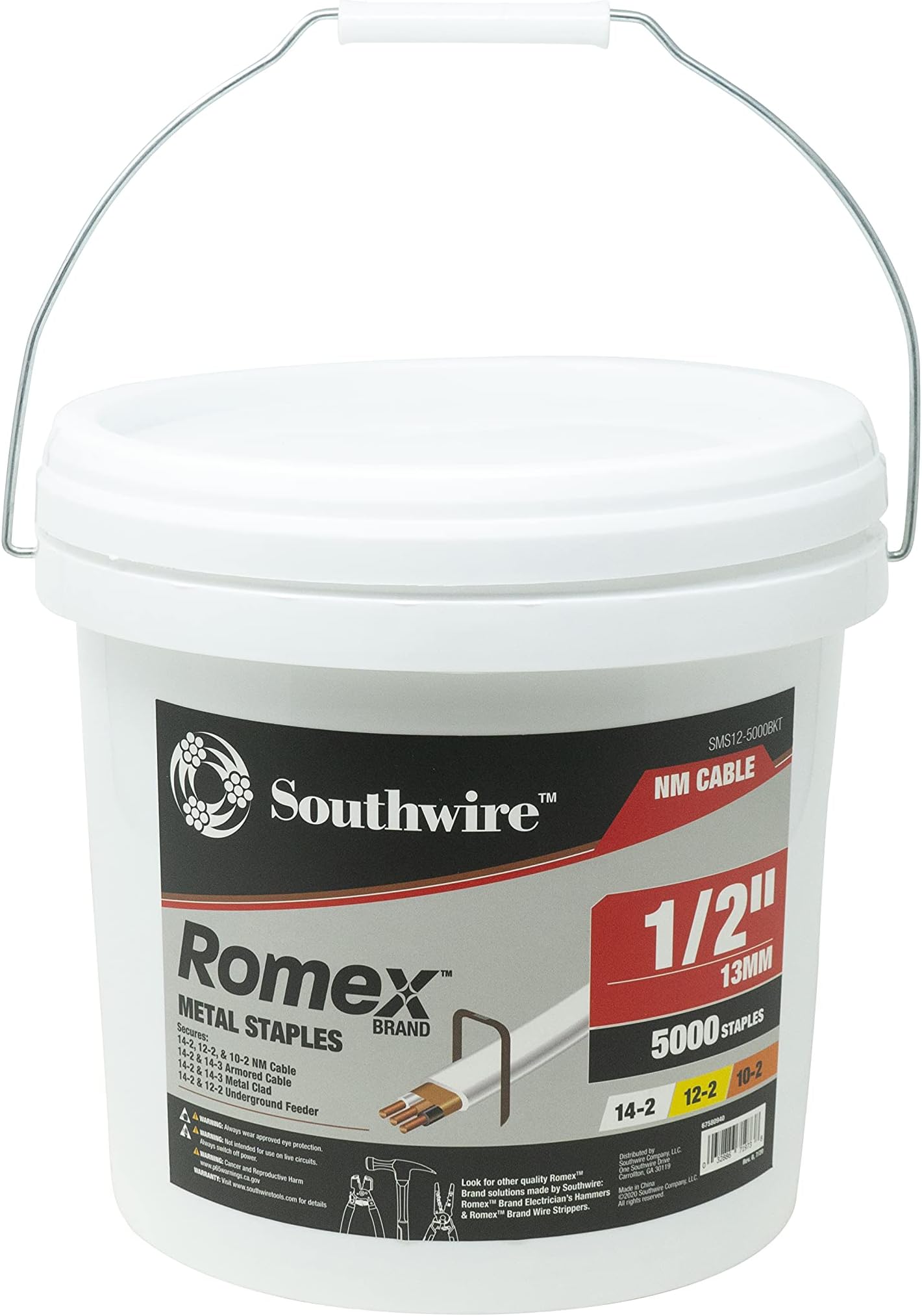 Lot De 500 Agrafes Isolées 1/2 Pouce - Pour Câbles électriques 14/2 & 12/2 NM, USA