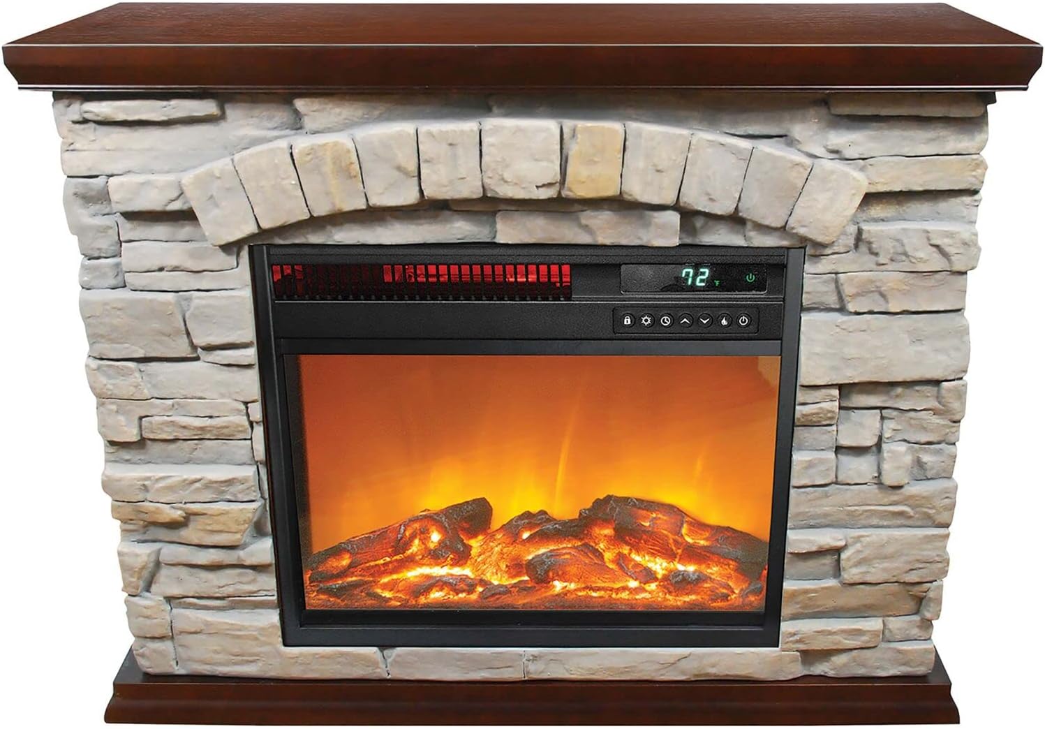 Lifesmart Large Square Infrared Faux Stone Fireplace, Fake