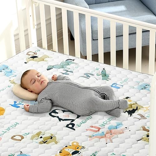 Miniatura 2 de Entserk Alfombrillas de juego para bebé, tapete de juego de 50 x 50 pulgadas para corral, tapete grueso y suave de espuma para gatear, tapete