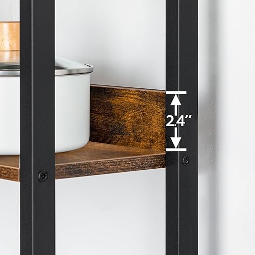 Miniatura 8 de HOOBRO Estante para panaderos con toma de corriente, soporte para microondas de 68.1 pulgadas de altura con 4 ganchos en forma de S, estante de