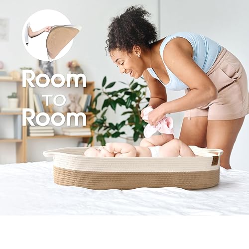 Miniatura 4 de J&JOO Cesta cambiador de bebé incluye pañalera, transpirable e impermeable, portátil, cambiador para tocador y cambiador, regalo para baby shower