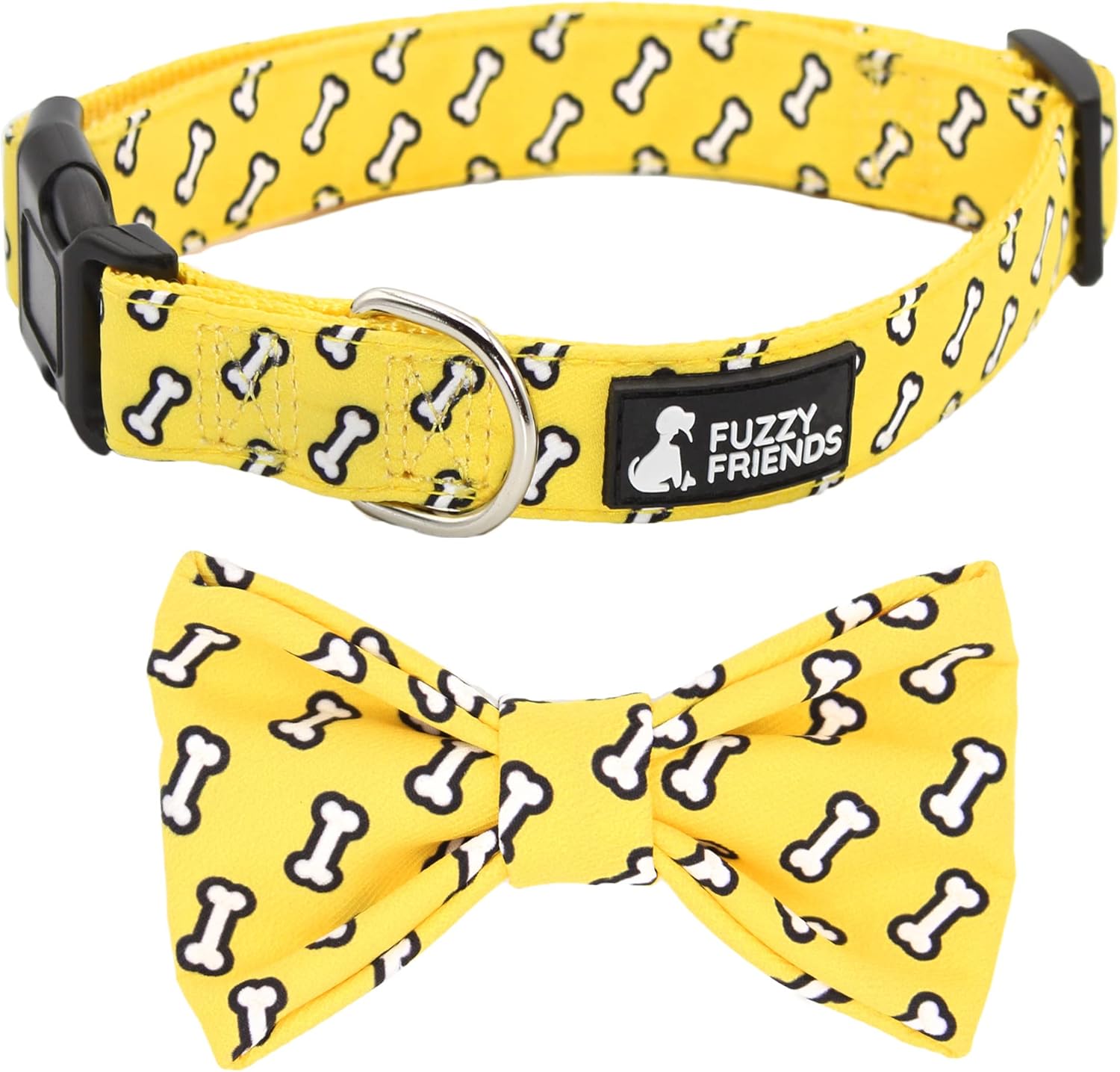 Yellow Dog Collar with Detachable Bow tie and Optional Matching Yellow Leash. This Dog Bow tie is a Cute, Soft Dog Collar with Sturdy Nylon Base, Perfect for Female Dogs or Male, Large Dogs or Small : Pet Supplies