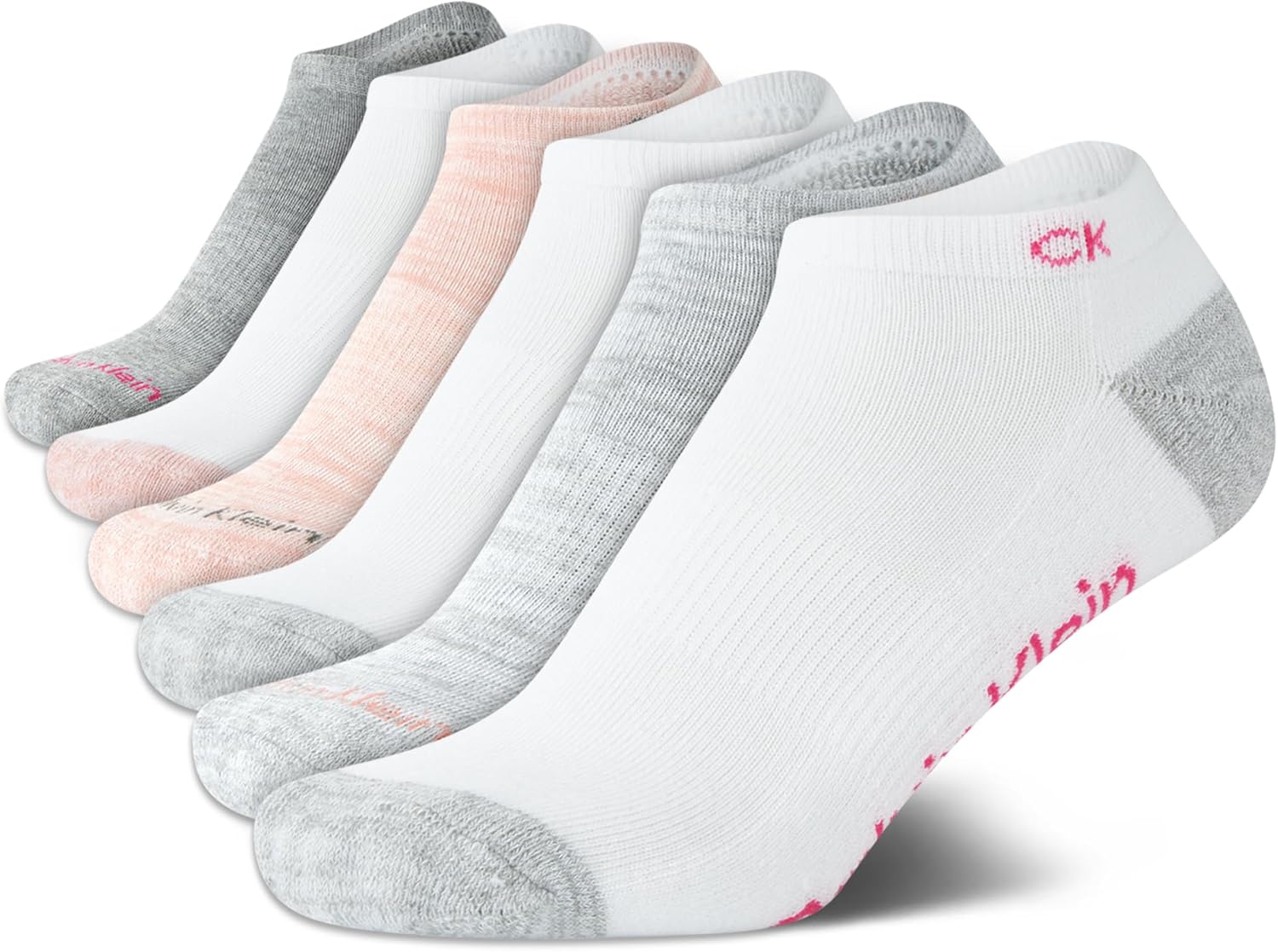 Calvin Klein Girls No Show Socks - 6 Pack Soft Cushioned Athletic Low Cut Socks for Girls With Arch Support