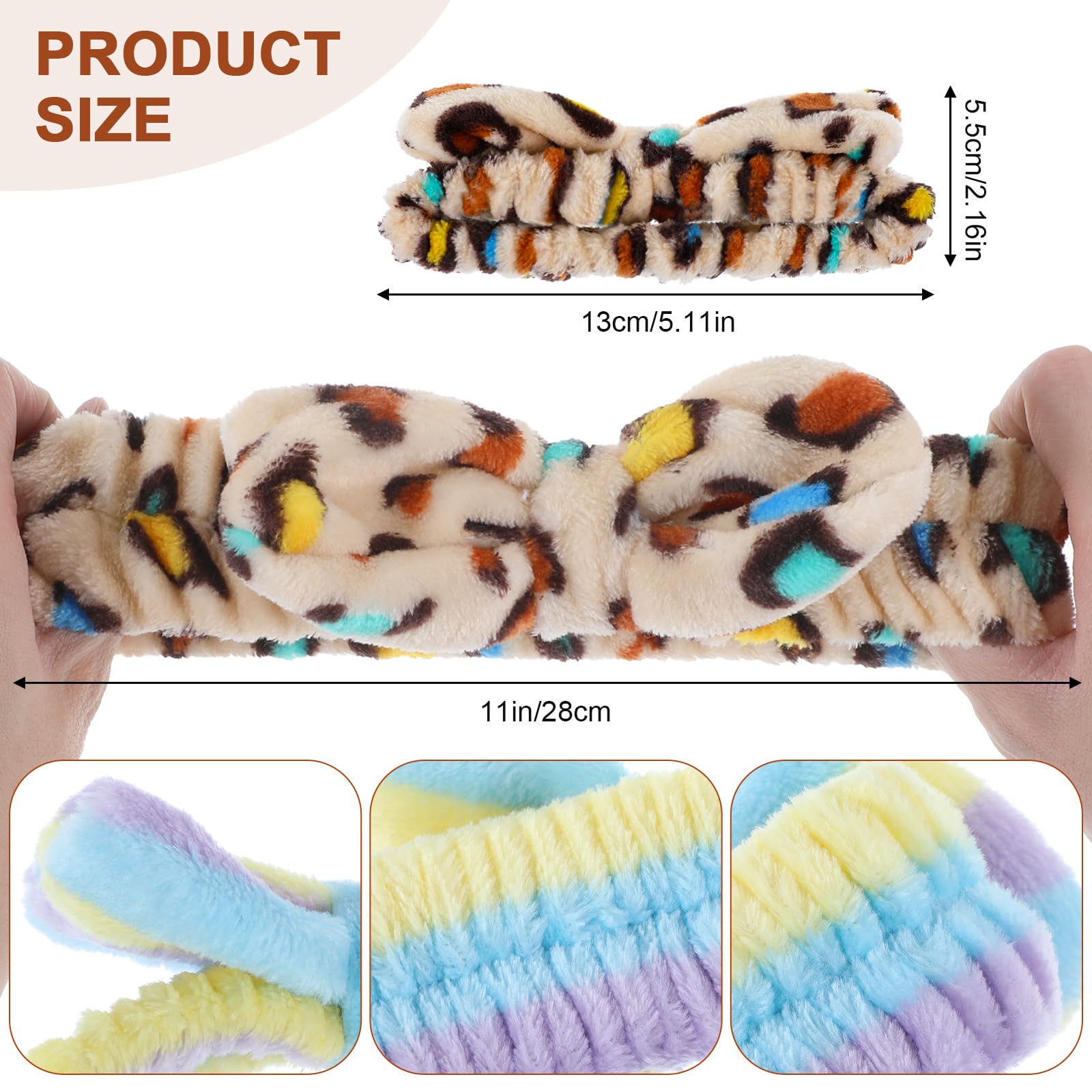 LNGUB 5 Packs Spa Headband with Cute Bow for Women and Girls Elastic Makeup and Skincare Hair Band for Shower and Face Washing - Image 2