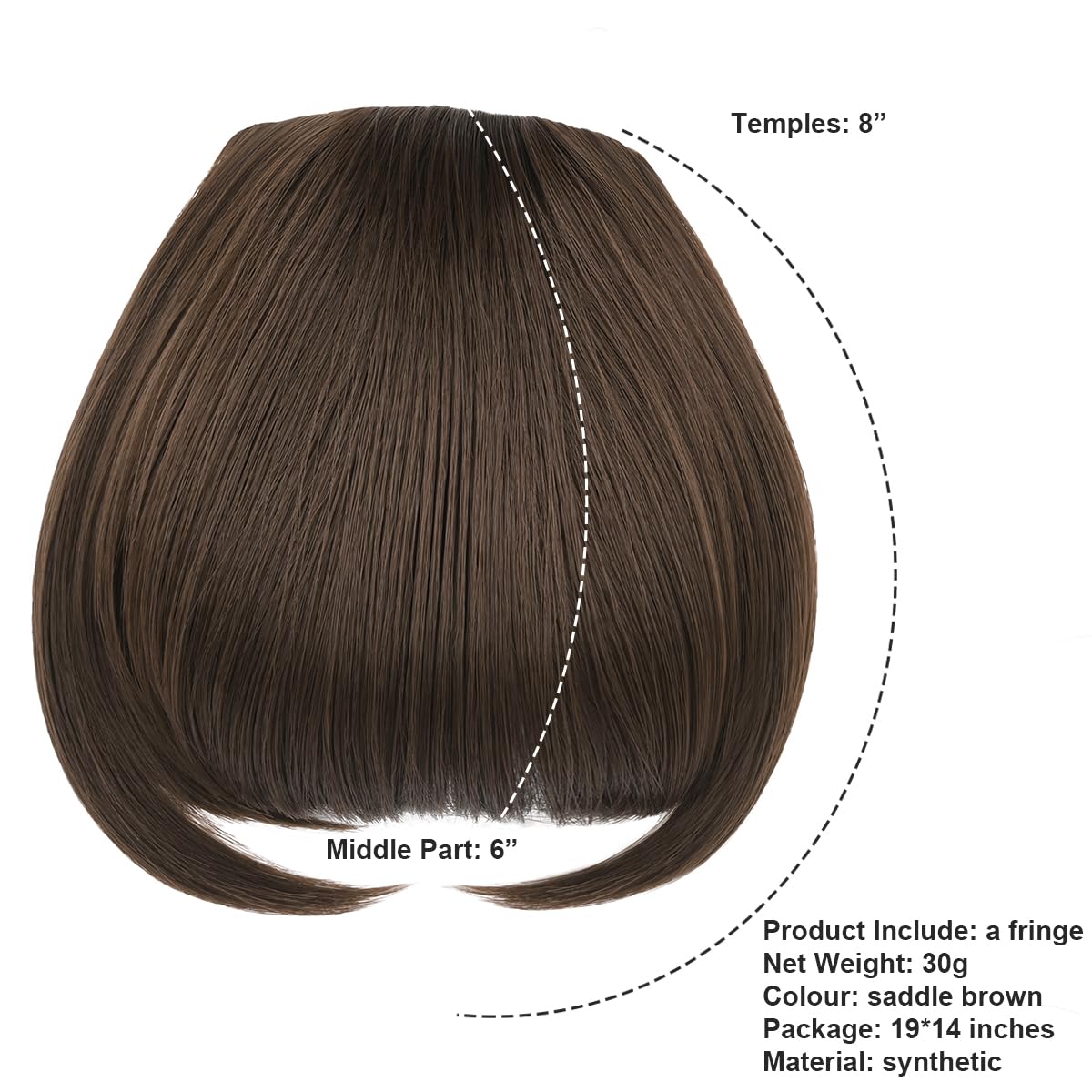 BUYOGET Clip in Fringe Hair Extension Natural Brownish Straight Fake fringe Clip on Bangs Hair Clip for Women - Image 2