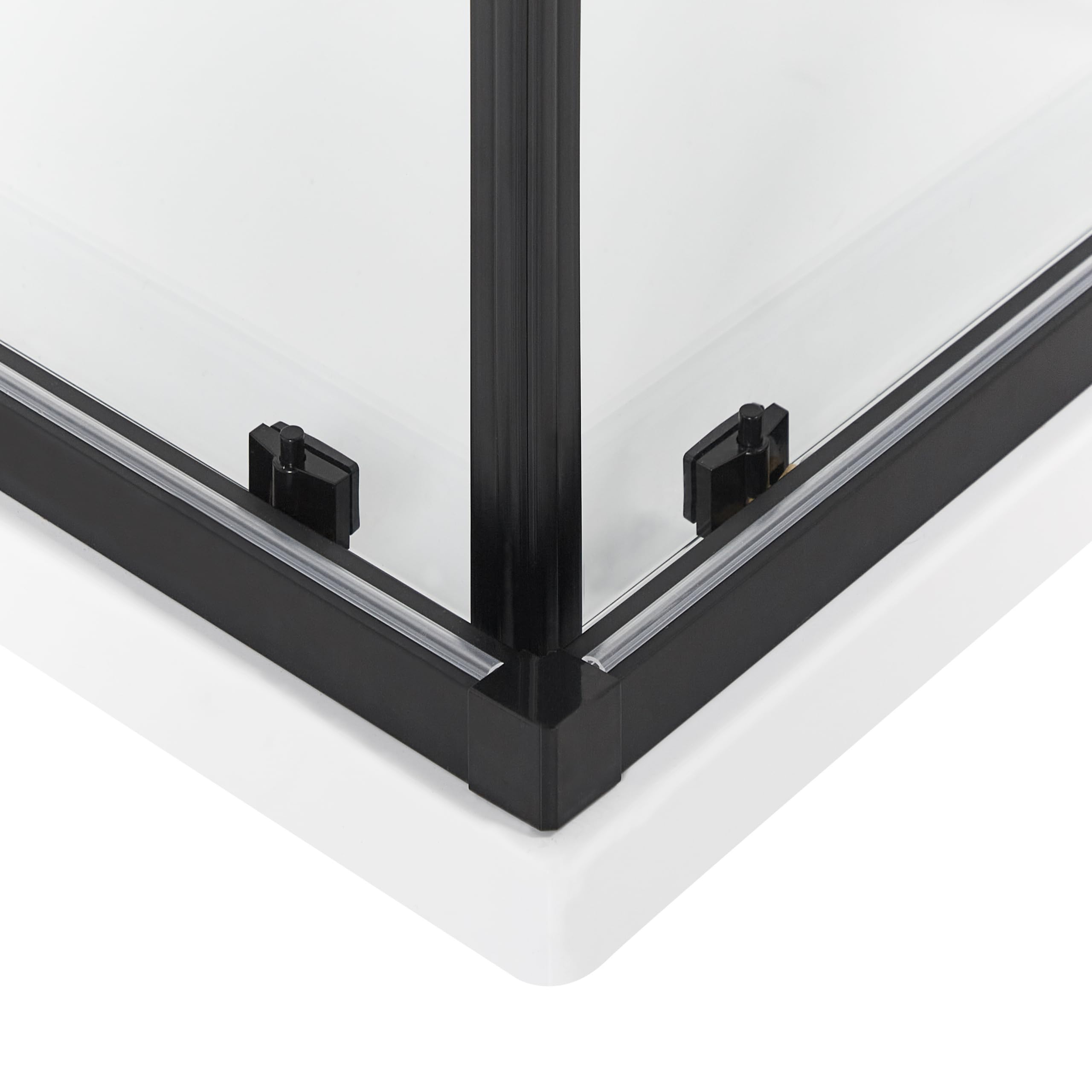 Cabina de ducha vidrio templado puerta doble corredera negro 80 x 80 x 185 cm Tela