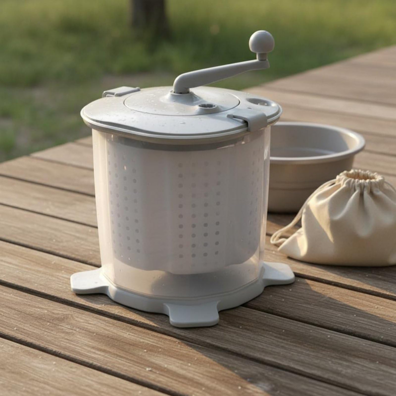 Ensemble Lave-Linge et Sèche-Linge à Manivelle sans Électricité, Machine à Laver Portable 2 en 1 à Manivelle Gain de Place, Appareil Ménager pour Étudiants, Dortoir