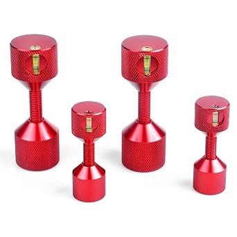 4 Pcs Flange Two Hole Alignment Pins - 1-1/8" and 1-5/8" Detachable Double Pins With Built-in Level - 6061 Aluminum Red