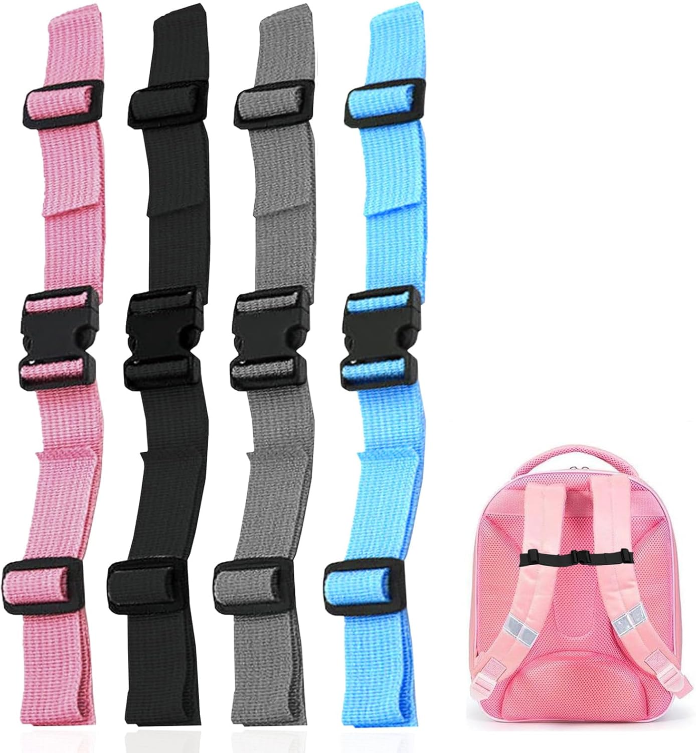 DDHHCP Pack of 4 Backpack Chest Strap, Adjustable Chest Strap Backpack Children, Step by Step
