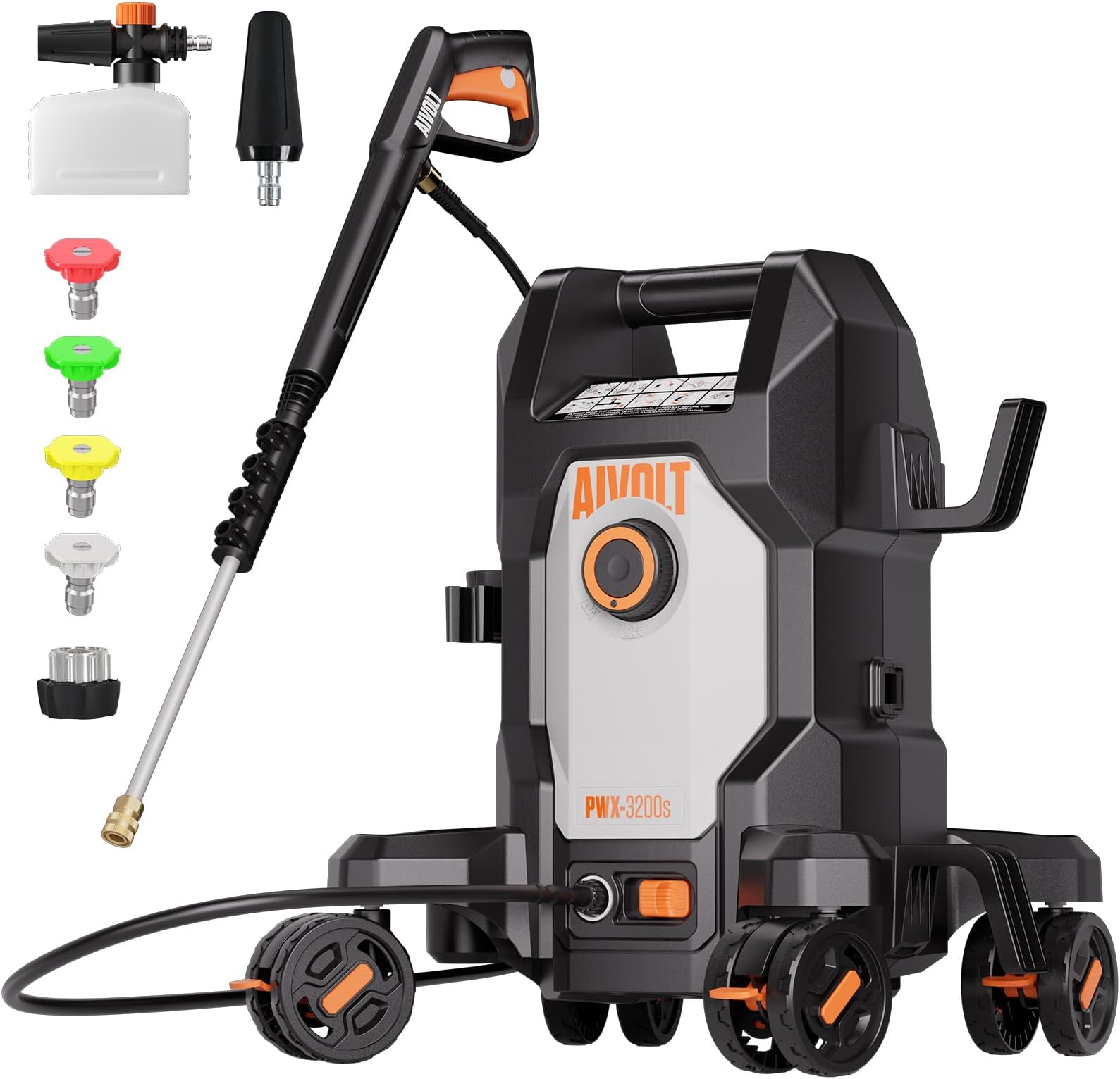AIVOLT Electric Pressure Washer, Anti-Tipping 4-Wheel Power Washer