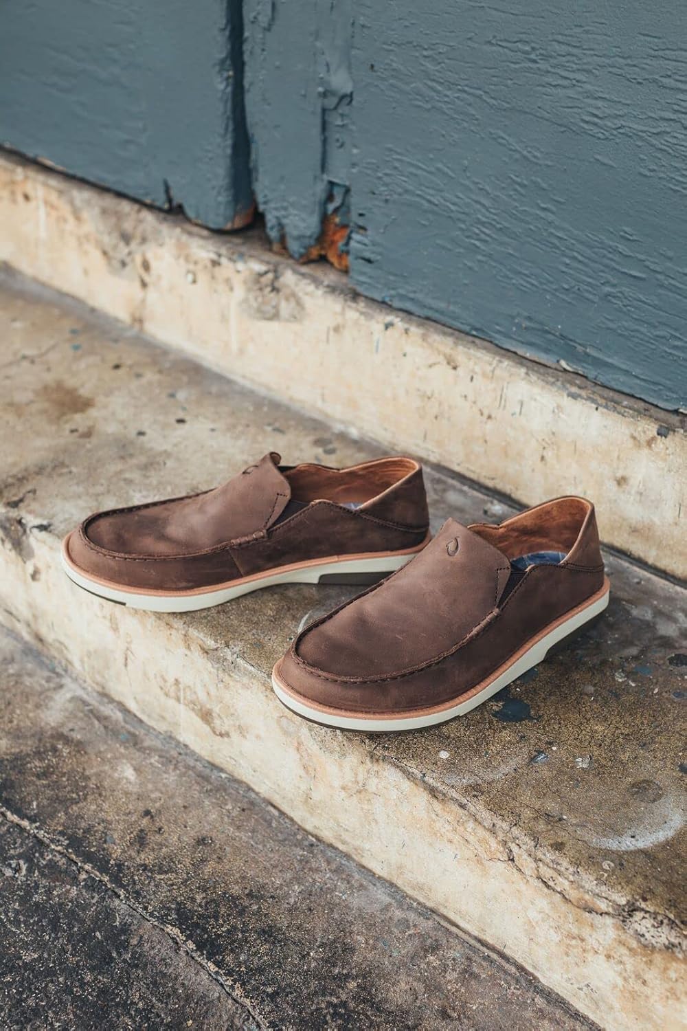 OLUKAI Kalia Men's Leather Slip-On, Full-Grain Waxed Nubuck Leather Shoes, Lightweight & Comfortable - Image 5