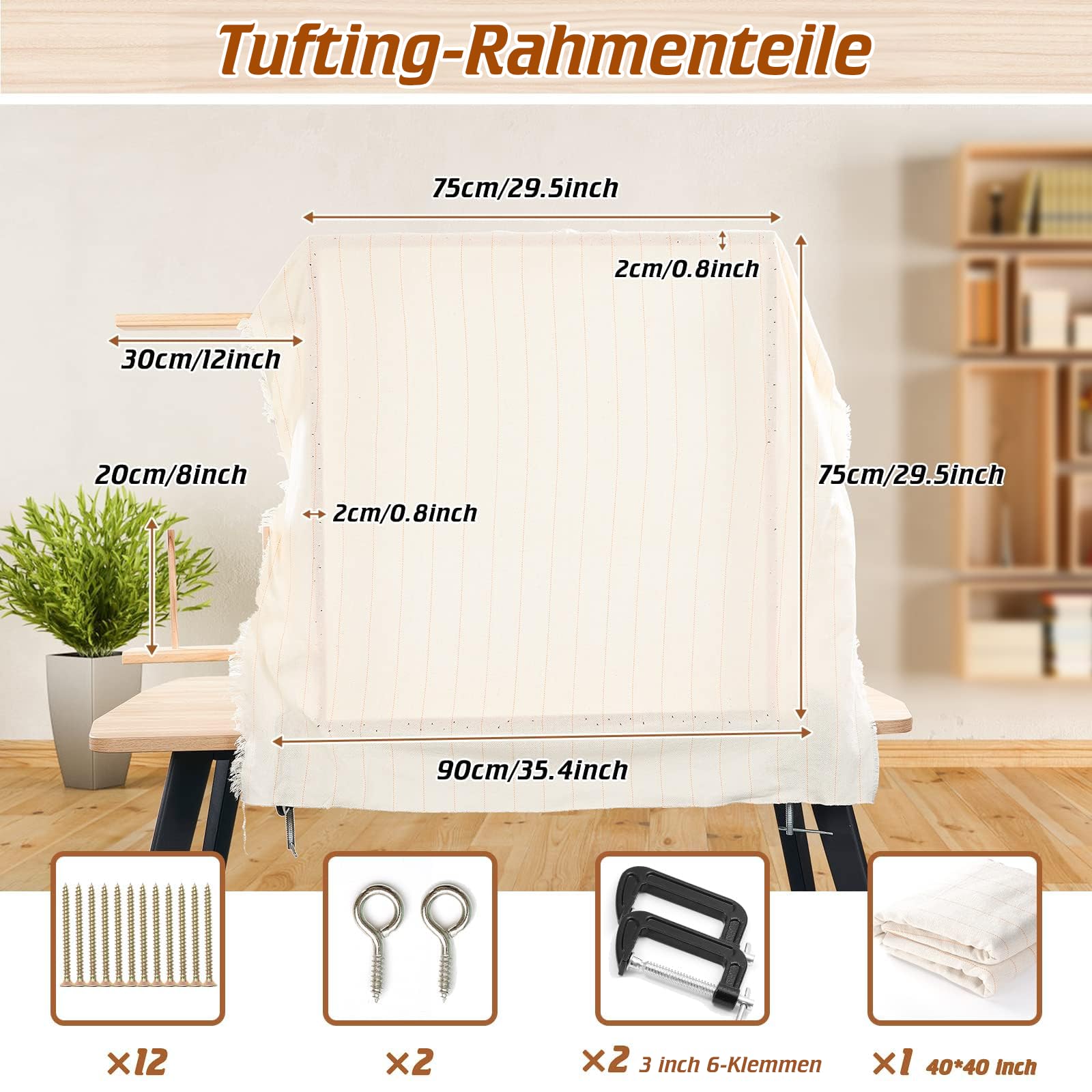 BESGEER Rug Tufting Gun Starter Kit with 75cm x 75cm Wooden Frame, Tufting Kit Complete with Carpet Trimmer, Tufting Pistolen Set für Anfänger und Tufting-Liebhaber (Schwarz)
