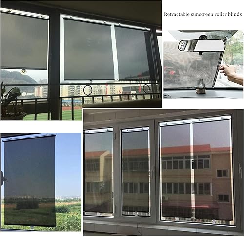 Miniatura 7 de Cortinas enrollables opacas con aislamiento térmico retráctil, para balcón, cortinas de ventana de cocina con ventosas para interiores, hogar,