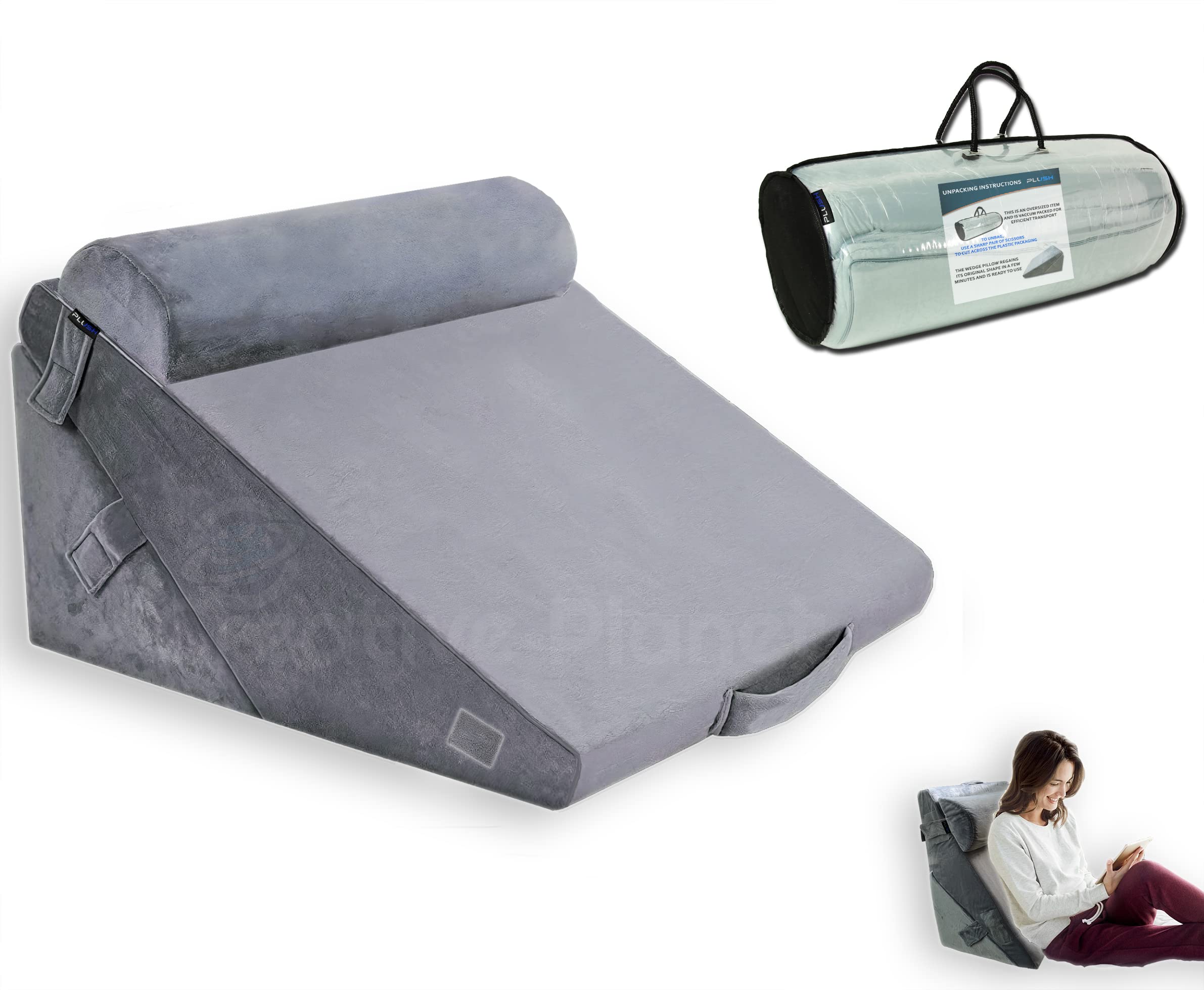 Buy Plush Bed Wedge Pillow Adult 3 in One Medical Leg Pillow, Reading