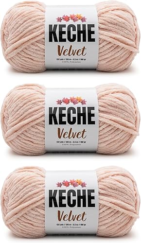 Miniatura 45 de Keche Hilo de terciopelo para ganchillo, manta de felpilla suave, voluminosa, hilo amigurumi, 3.53 oz (132 yardas), color menta
