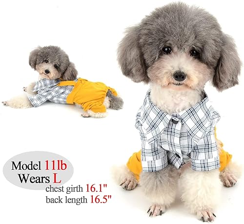 Miniatura 5 de Camisas para perros, ropa a rayas, overol a cuadros para mascotas, disfraces clásicos en blanco y negro, con corbatín para perros pequeños y