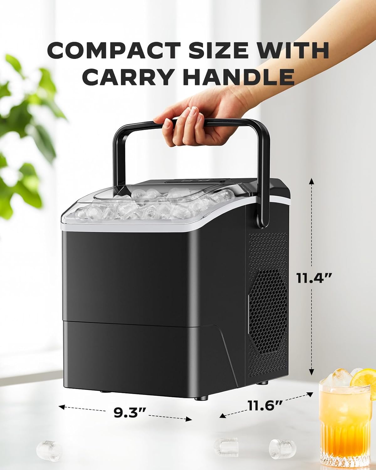 Marsail Ice Makers Countertop, 26 lbs per Day, Fast Ice in 6 Minutes, Self-Cleaning Ice Maker, Compact Countertop Ice Machine for Home, Kitchen/Office/Parties