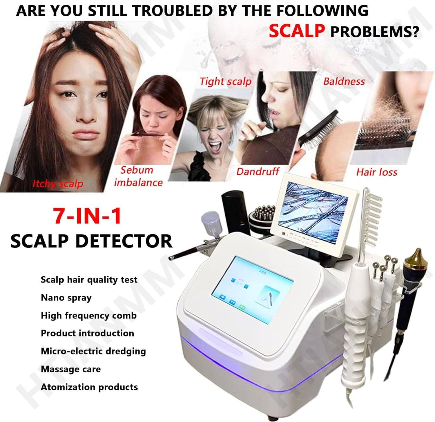 Analizador De Cabello Para Diagnóstico De La Piel,Escáner De Piel Facial Con Cámara HD De 7 Pulgadas,Detector De Vello Facial,Analizador De Pérdida De Cabello