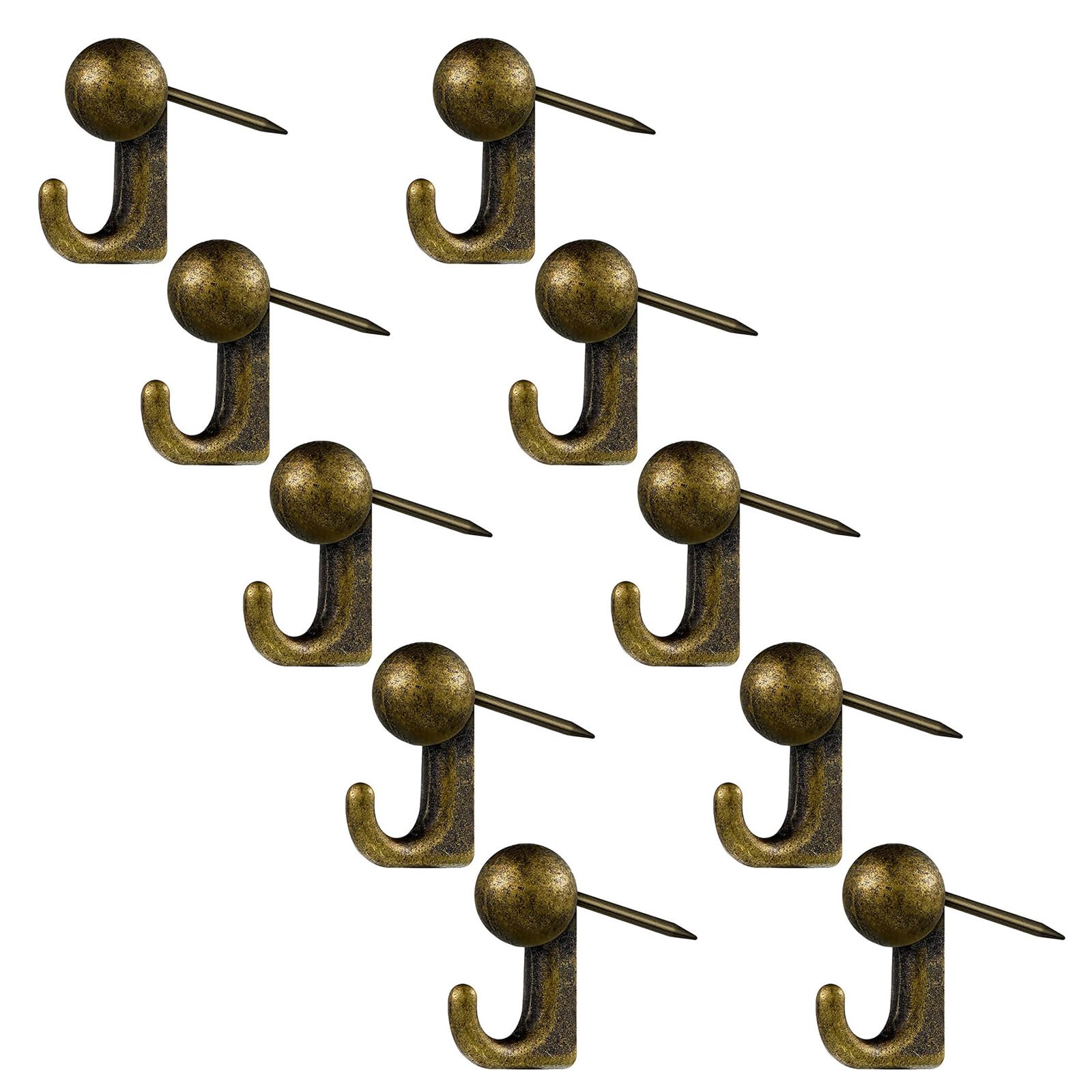 Jazuaiao 10Pcs Wall Hook Zincs Alloy Construction Strong Load Capacity Push Pin Styles Mounting for Wood Panels Metal Hangers Easy Installation Wall Hook