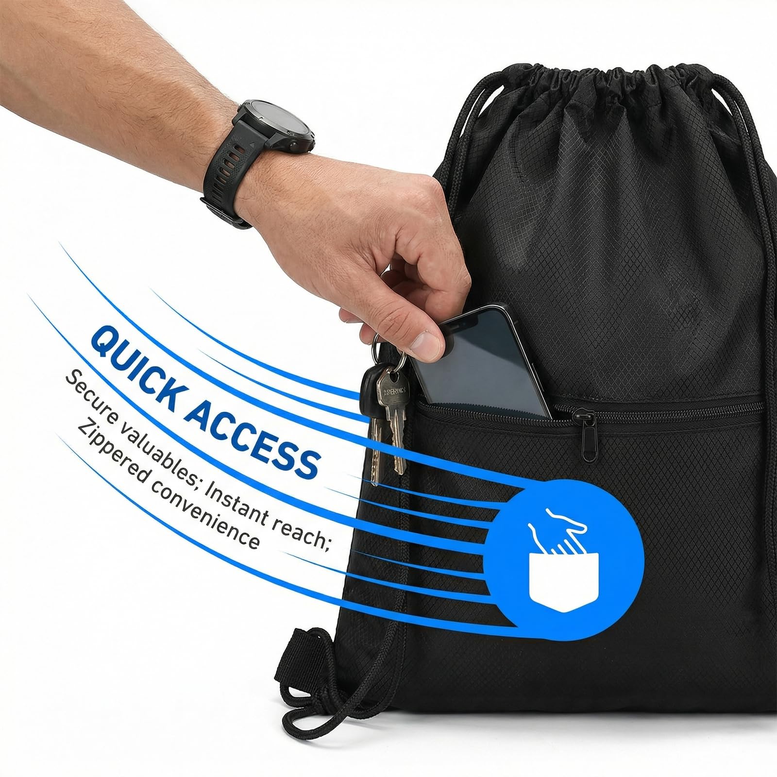 Mochila Impermeable Deportiva con Cordón, Bolsa de Gimnasio Gran Capacidad, Saco de Cuerdas para Hombre y Mujer