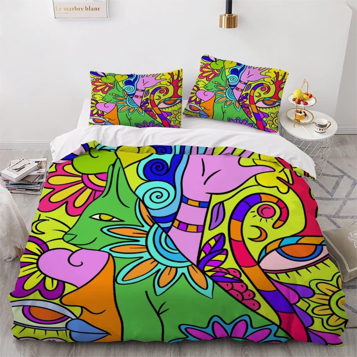 3D Printed Duvet Cover Colorful cat Pattern Printed Bedding Duvet Cover with Zipper Closure Soft Microfiber（240x220cm）