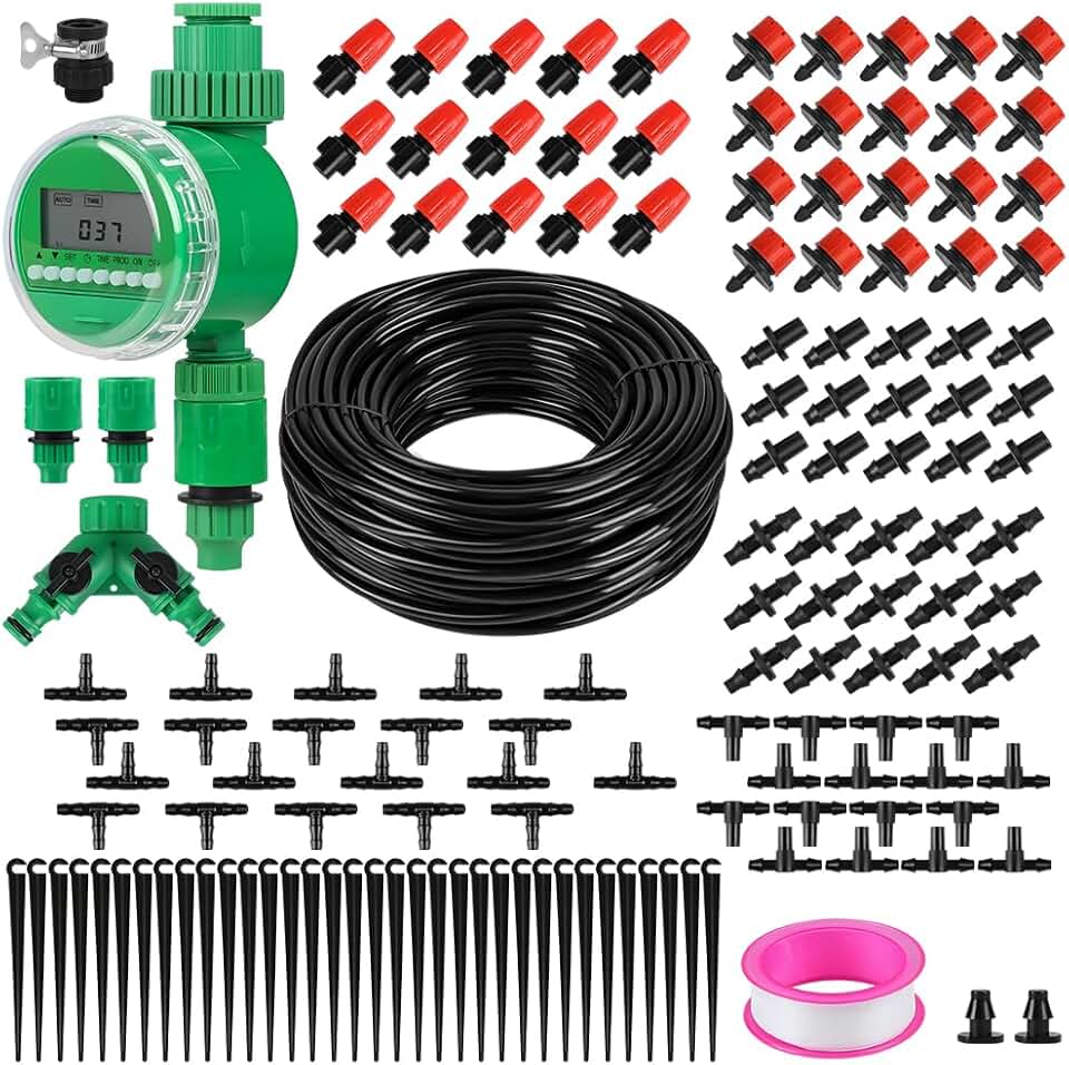 Temporizador Irrigação, Kit de Irrigação Automática com Temporizador e Gotejadores para Jardim e Plantas