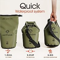 Vista 5 de Earth Pak Waterproof Dry Bag - Roll Top Waterproof Backpack Sack Keeps Gear Dry for Kayak with Waterproof Phone Case