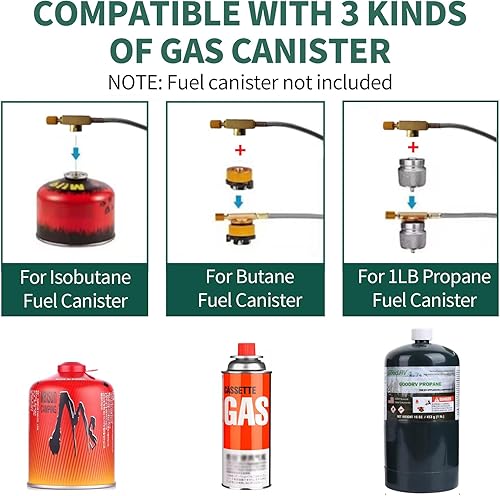 Miniatura 6 de Estufa de campamento de 30,000 BTU, estufa de gas portátil para campamento, pequeña estufa de butano de propano a prueba de viento, acero