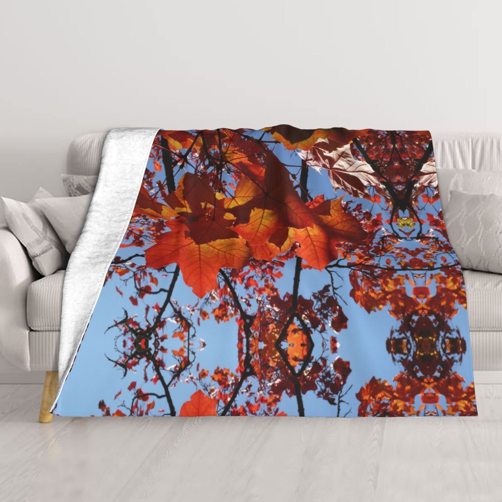 Couverture de canapé feuilles d'érable double couche isolante contre le froid