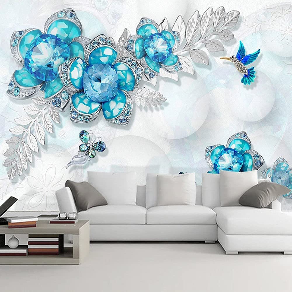 Papel Pintado Fotográfico 3D Personalizado Joyería Azul Flor Mariposa Mural Restaurante Hotel Internet Sala De Juegos Sala De Estar Tv Fondo Pared, Foto De Pared Peel And Stick Carteles De Pared Arte